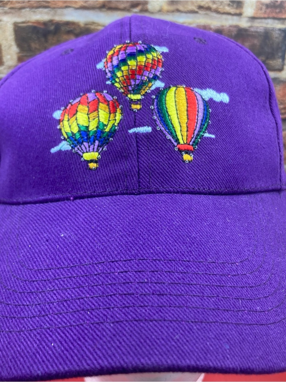 Purple Hot Air Balloon Embroidered Baseball Cap